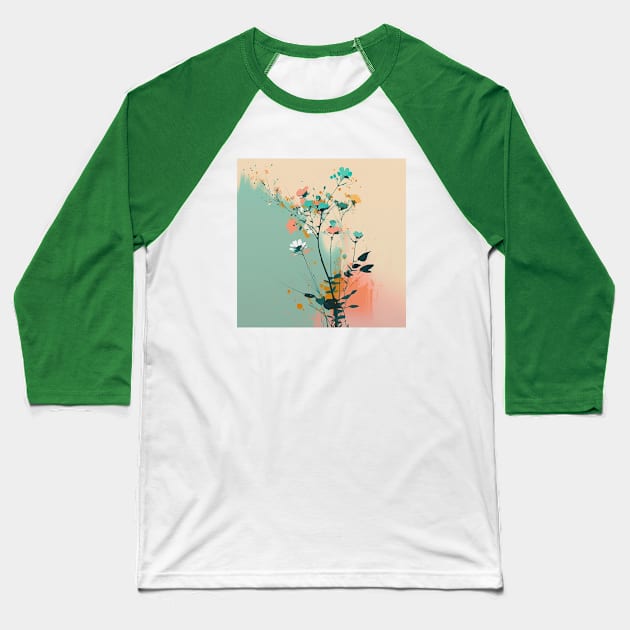 Spring Flowers Modern Art Pastel Design Baseball T-Shirt by Star Scrunch